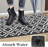 SHACOS Non Slip Hallway Runner Rug 60 x 240 cm Black Geometric Pattern view 3