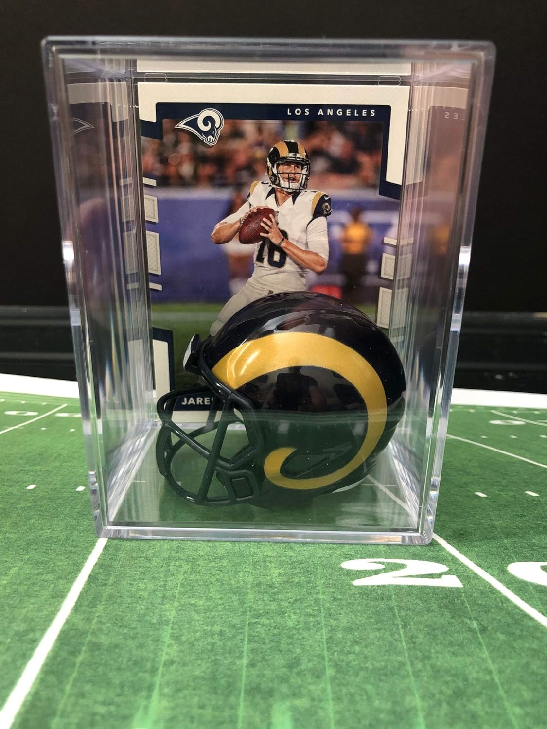La Rams Nfl Helmet Shadowbox Wjared Goff Card