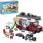 TYCOLE City Camper Van Building Set-Beach Camping Themed Construction Toy Kit with Mini Accessories&Lights, RV Car Model Compatible with Legos,Birthday Gift for Adults and Kids 6+(880 pcs)