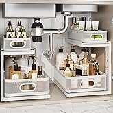 Corbyles 2 Pack Under Sink Organizer With Next-Gen Ball-Bearing Slides,2-Tier Precision Mesh Pull Out Cabinet Drawers Storage for Bathroom&Kitchen,Height Adjustable Shelf,Rust-resistant-Patent Pending