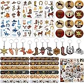 Koeilay 108 Pcs Western Cowboy Party Favors Include 12 Slap Bracelets Western Keychains Temporary Tattoos 12 Button Pins 60 Stickers for Cowboy Birthday Party Supplies
