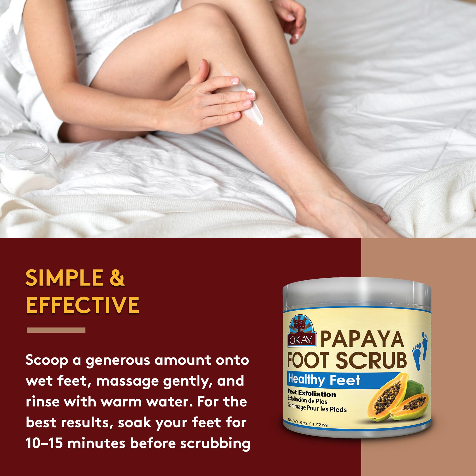 OKAY Papaya Foot Scrub 6oz / 177ml