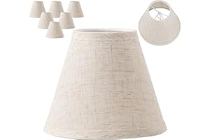 DORALOKO 3.0x6.0x5.0 Inch Beige Chandelier Shades, Beige Linen Fabric Lampshades, Perfect Covers for 6 Light Pendant Light or Wall Sconce, Clip On Bulb, E12 Lighting Socket, 6 Inch Diameter(Small Size, 6 Pack)