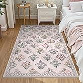 Wonnitar Floral 3x5 Washable Rug, Ultra-Thin Pink Small Rugs for Bedroom, Soft Ultra-Thin Non Slip Entryway Indoor Decor Carp