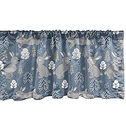 Ambesonne Bunny Window Valance, Continuous Pattern