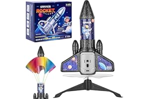 VisionX Rocket Launcher for Kids, 2nd Gen Improved Design, Launch Up to 200ft, Auto-Launch Rocket Toy with Parachute, Outdoor Toys for Ages 5-13, for Boys & Girls, Black