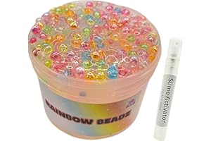 Squeezy Magic Slime - Rainbow Beadz Slime Like Peachybbies - Premium Colourful Clear Slime Handmade in Canada, 8 oz., Scented