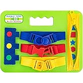 Buckle Toys Mini Busy Board - Montessori Learning Toy for Toddlers Great Kids Airplane Activies - Foam Sensory Board - Develop Fine Motor Skills - Green
