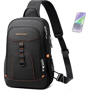 Crossbody Sling Bag for Men Women Fits 11.3" iPad Work Daypack | Water-Resistant 1680D Oxford Fabric USB Charger Anti-Theft D