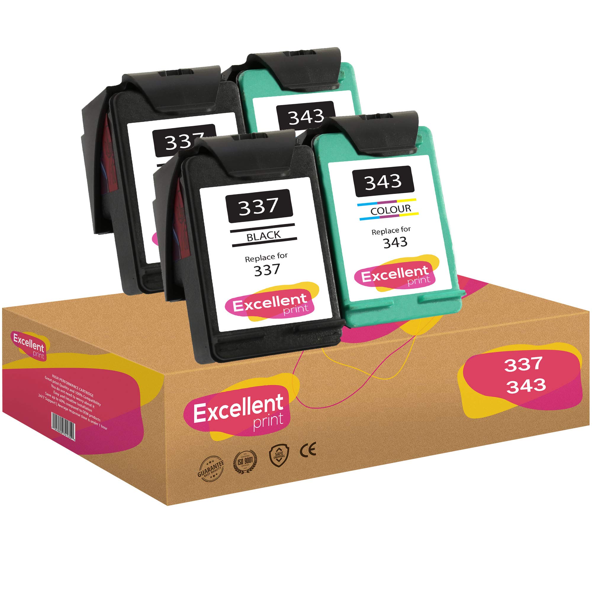 Excellent Print 337 343 Compatible Ink Cartridges for HP Officejet 100 Photosmart 2573 2575 8050