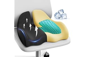 Benazcap X Large Gel Seat Cushion for Office Chair Ergonomic Cushions-Gel & Memory Foam Coccyx Butt Pillow for Sciatica & Back Pain Relief for Long Sitting for Gaming Chair and Car Seat-Black