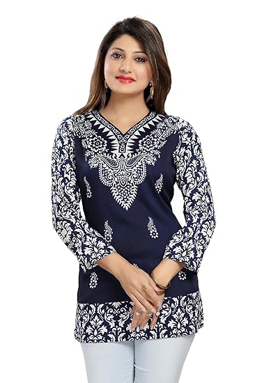 Impex Floral Printed Poly Crepe Short Women's Kurta