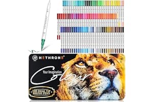 Hethrone Markers for Adult Coloring - 100 Colors Dual Tip Brush Pens Art Markers Set, Fine Tip Markers for Calligraphy Painting Drawing Lettering (100 Colors White Lion)