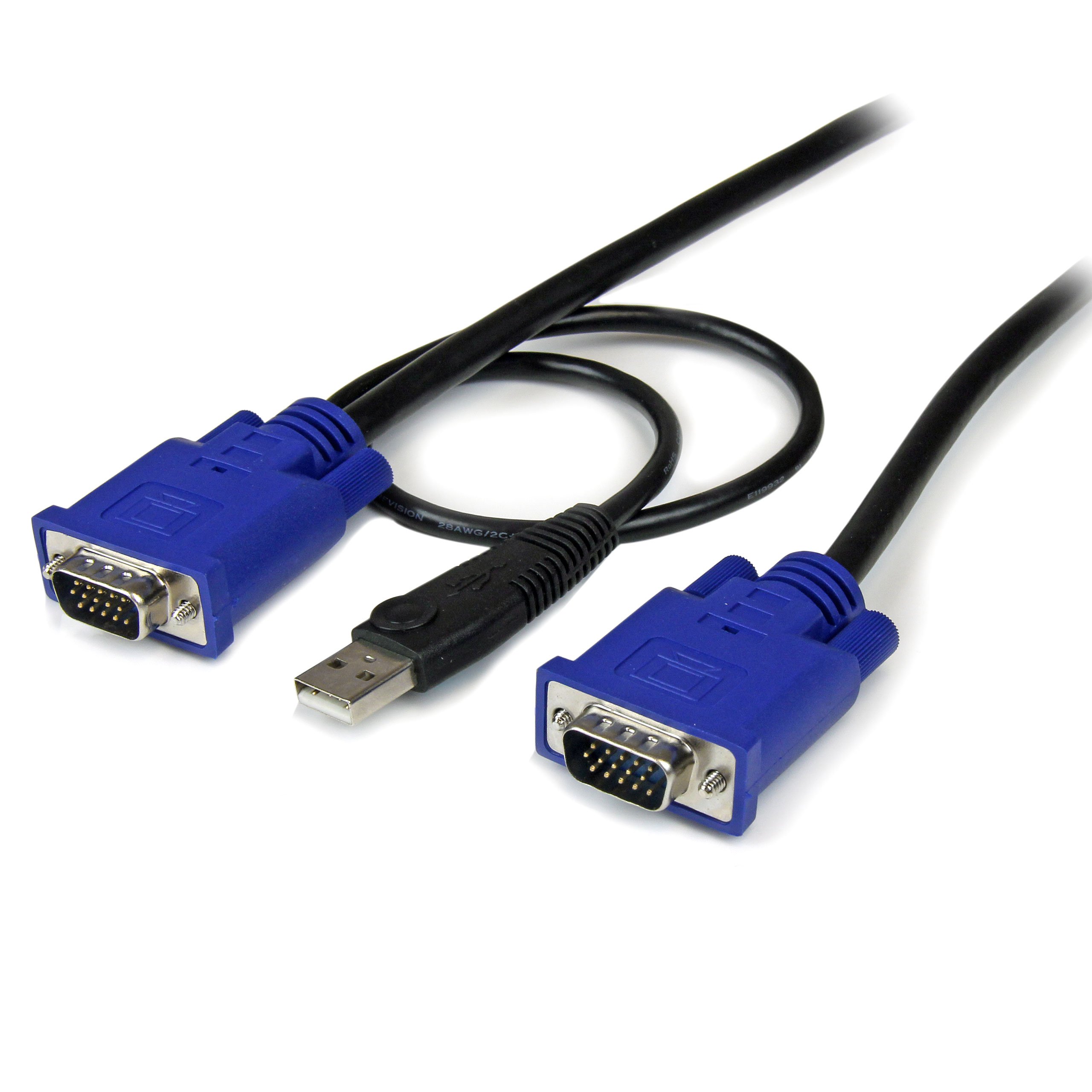 10 ft Ultra Thin USB VGA 2-in-1 KVM Cable - VGA KVM Cable - USB KVM Cable - KVM Switch Cable by StarTech