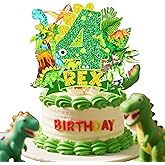 Rawr Roar Im 4 Dinosaur 4th Birthday Party Cake Topper for 4 year old Boy Jungle T-rex Dino Dinosaur Party Supplies Decorations
