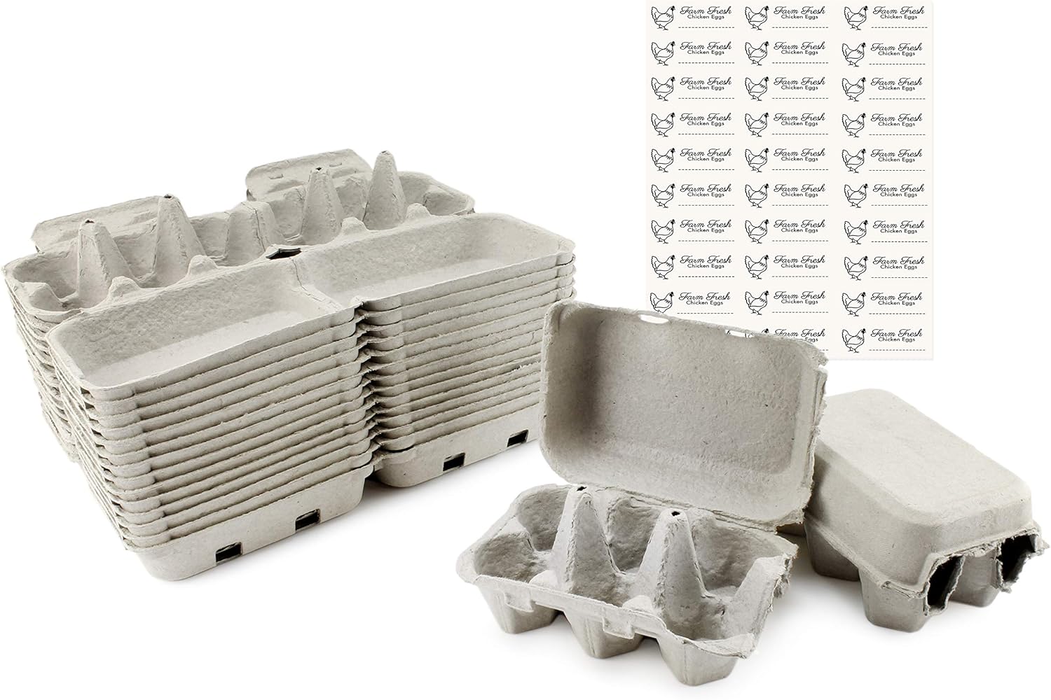 Half Dozen Egg Cartons (30Pack); Split Apart Style for 6