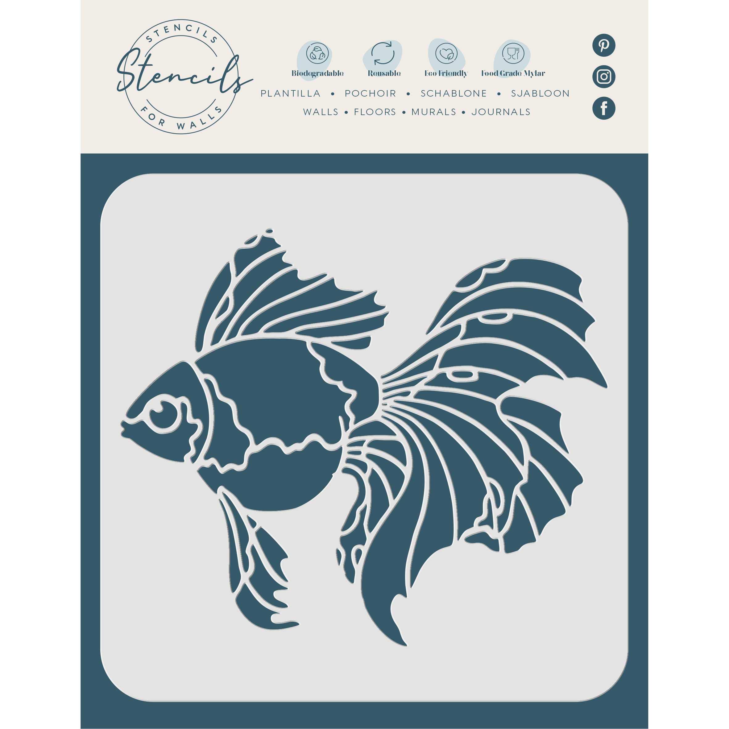 Goldfish Stencil, 9 x 6.3 cm (S) - 2 Layer Fresh Water Pond Aquarium Fish Stencils for Painting Template…