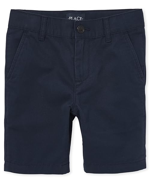 The Children's Place boys Stretch Chino Shorts, New Navy, 7 husky