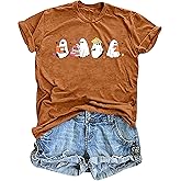 Teacher Halloween Shirts for Women Trick or Teach Tees Funny Halloween Ghost Graphic Tshirts Teacher Short Sleeve Tops