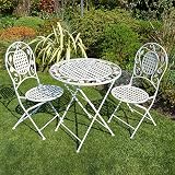 Home Source Meadow Bistro Set Table & 2 Chairs Metal Frame Grey view 7