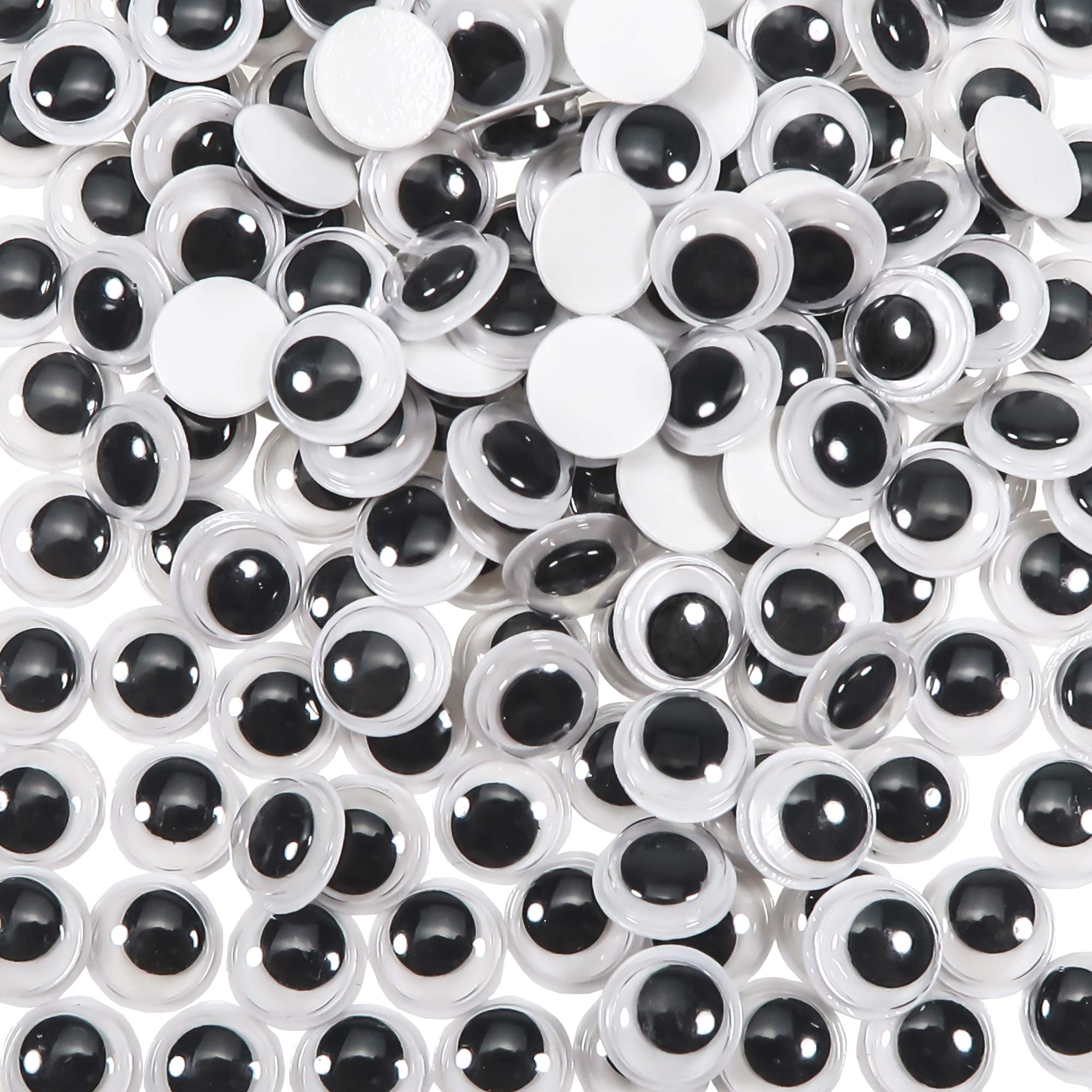 Toaob Pack of 300 Self-Adhesive Wiggly Eyes Round Black White 10 mm Plastic Eyes for Scrapbooking Crafts Accessories