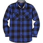 WARHORSEE Boy's Flannel Shirts Long Sleeve Kids Plaid Button Down Shirt Lightweight Classic Collared 5-14 Years