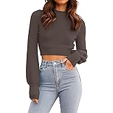 ZESICA Women's Fall Mock Neck Cropped Sweater Long Sleeve Soft Ribbed Knit Pullover Jumper Tops