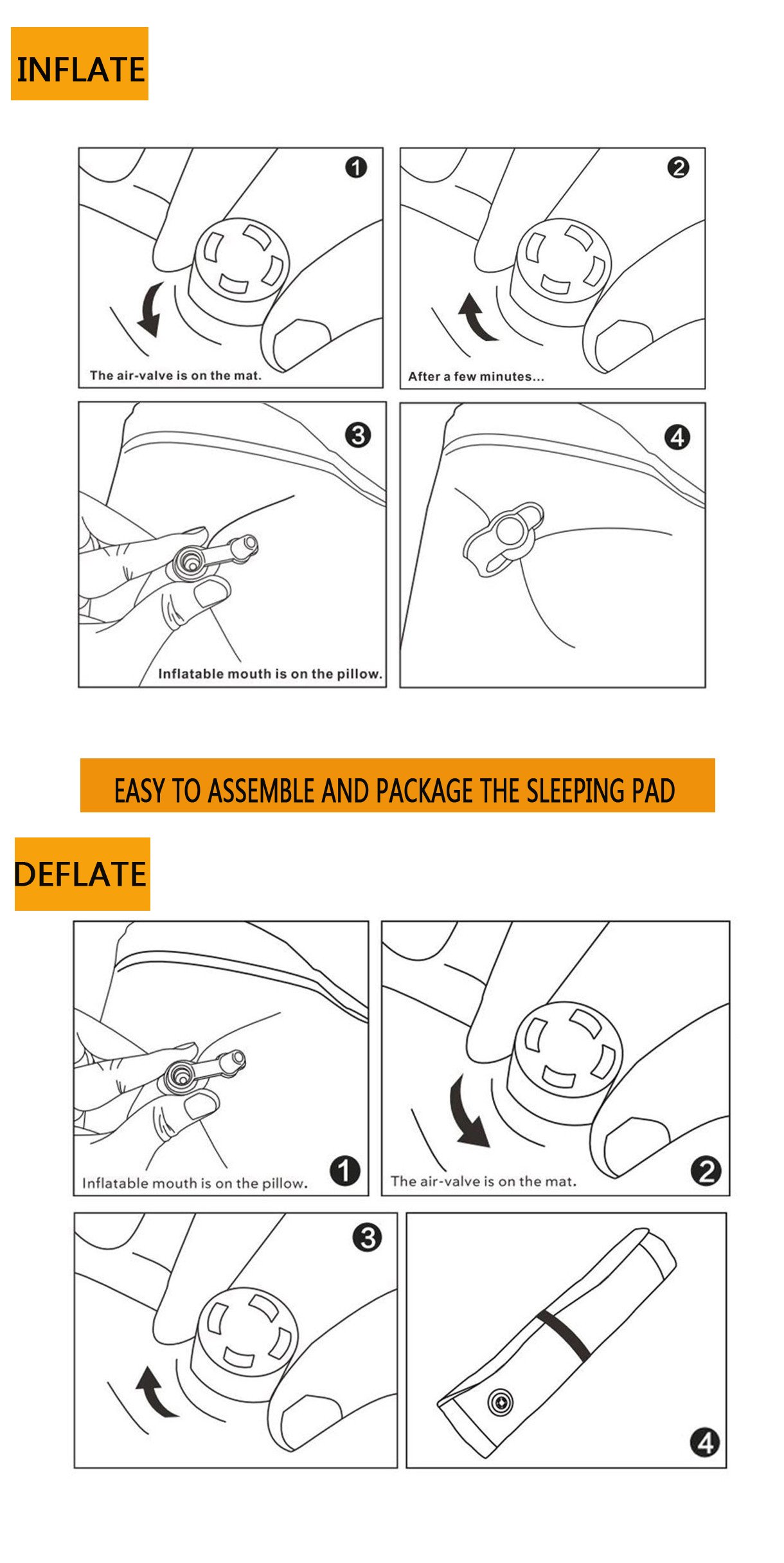 Pantan Double Self-Inflating Air Sleeping Pad, Outdoor Convenient Waterproof Splicing Sleeping Mat with Inflatable Pillow for Camping and Hiking