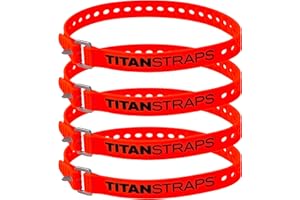 TITANSTRAPS Titan Industrial Straps – Strong & Simple Tie-Downs for Construction (Welders, DIY Home) & 1st Responders – 3 Year Warranty, Batch Tested – 70 lb. Working Load, 25" Length, Safety Orange, 4-Pack