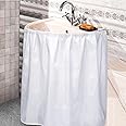 Windkream Fabric Sink Skirt Diamond Bathroom Stitch Self Stick Adhesive Waterproof Fabric Under Sink Curtain Skirt 55 x 32 Inch Adds Bathroom Storage(White,Fashion Style)