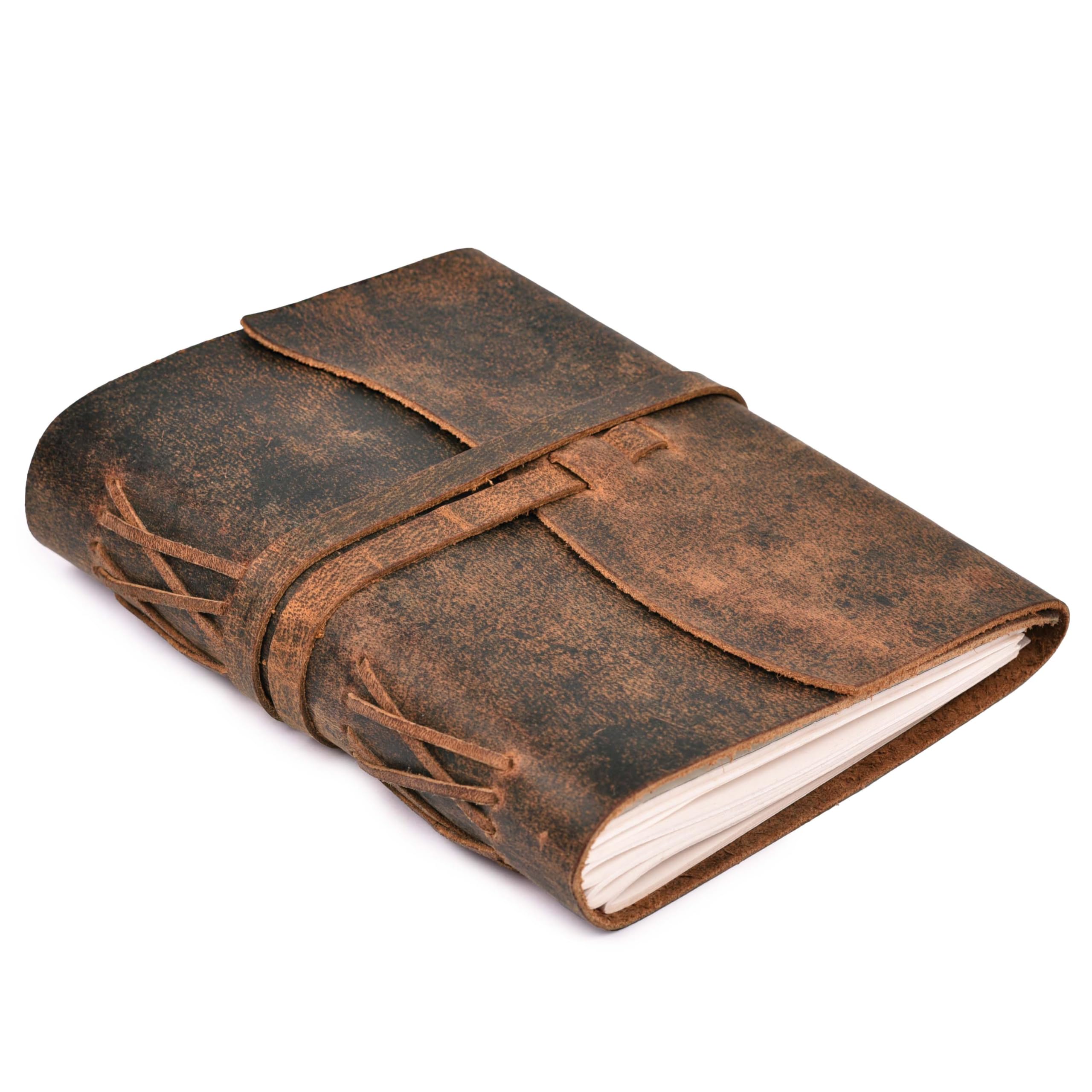 LEATHER VILLAGE Vintage Leather Journal 8''X6'' | Brown | 240 Pages Lined Paper | Perfect for Office, Travel, & Personal Use | Premium College Ruled Notebook for Men & Women