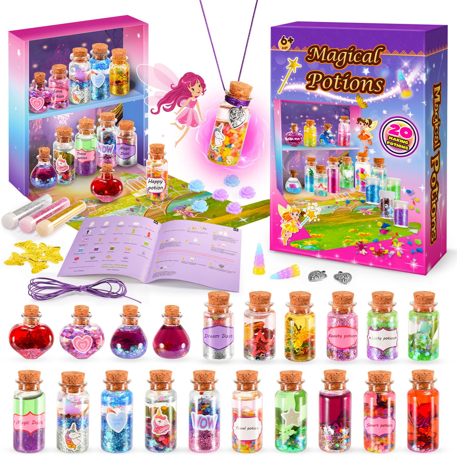 Grriopi Magical Potion Toys Kit for Girls, Ages 6-12 - 20 Potion Toys, Craft Kit for Kids' Birthday Gifts