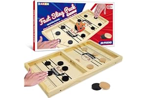 BAKAM Large Super Fast Sling Puck Game, Portable Table Hockey Game for Kids and Adults, Tabletop Slingshot Games Toys for Boys and Girls, Desktop Sport Board Game for Family Game Night Fun