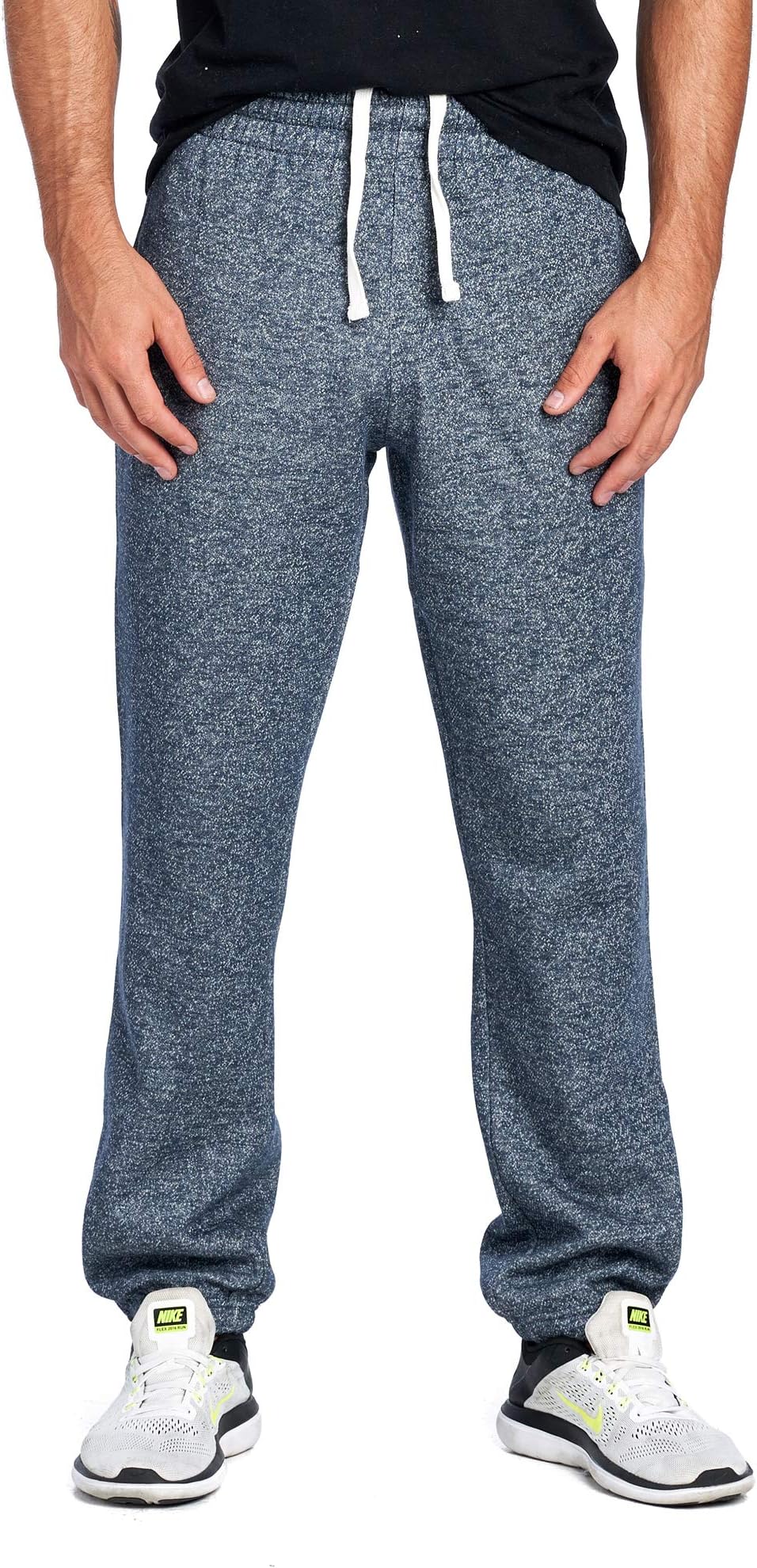 Men's Closed Bottom Regular Fit Fleece Sweatpants with Elastic Waist