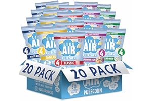 Like Air Puffcorn 5 Flavor Variety Pack (0.5 oz, Pack of 20) - Single Serve Snacks, 80 Calories, Gluten Free, Kosher, Non-GMO Corn, Shark Tank Product