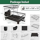 MAJALiS 2 Tier Dish Drainer Rack Stainless Steel Anti Rust Black view 5