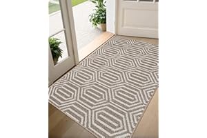 DEXI Front Door Mats for Entryway, Non Slip Washable Low-Profile Entry Doormat, Absorbent Resist Dirt Inside Floor Entrance Mat, Patio, 32x48, Brown