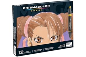 Prismacolor 1759444 Premier Double-Ended Art Markers, Fine and Chisel Tip, Manga Colors, 12-Count