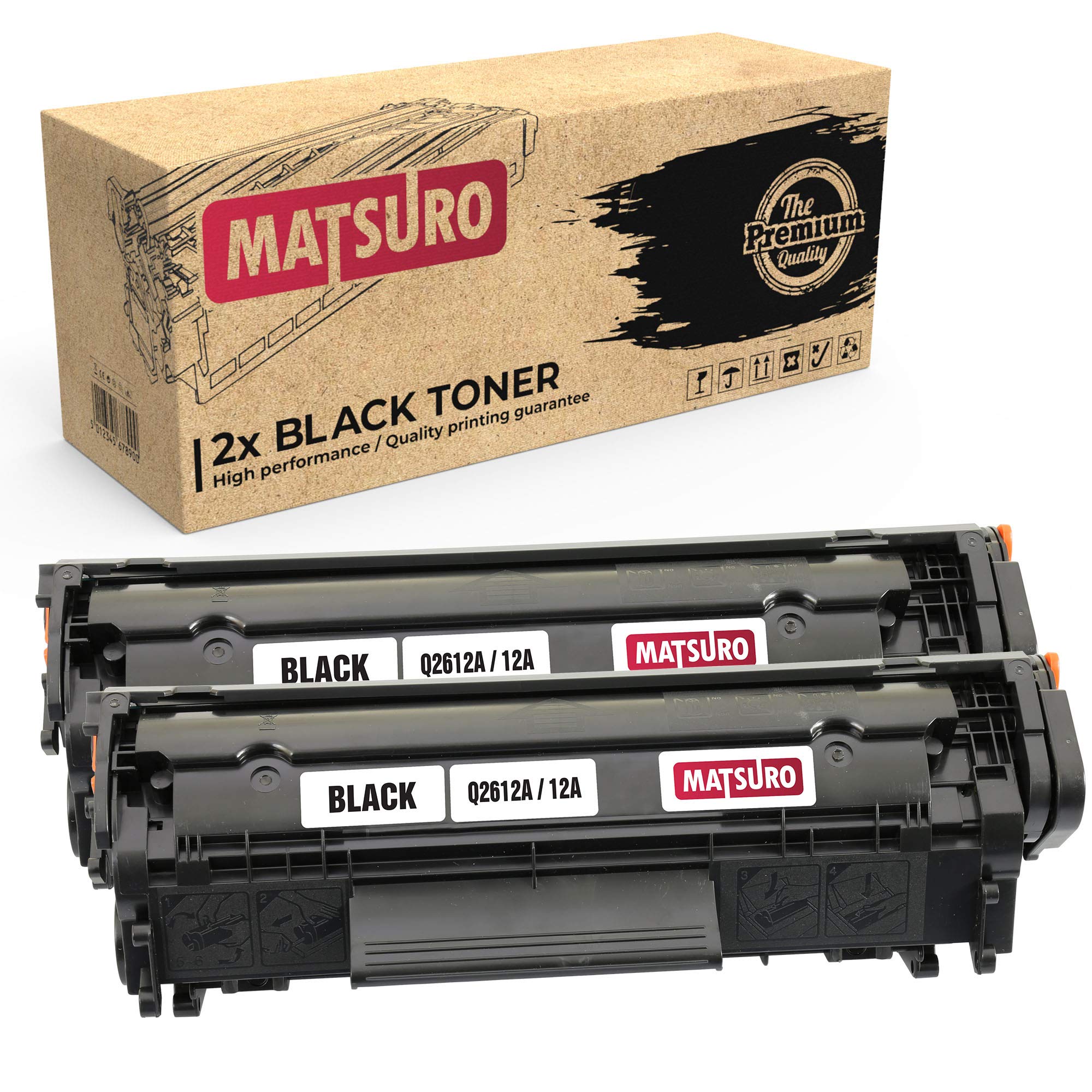 Matsuro Original | Compatible Toner Cartridge Replacement for HP Q2612A 12A (2 BLACK)