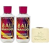 Bath & Body Works Bali Mango 2 Pack Body Lotion Bundle with a Creamy Rose Bar Soap - Full Size