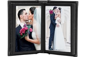 Neil Enterprises Inc. 2.5" x 3.5" Black Leather Self-Stick Photo Album - Holds 10 Photos