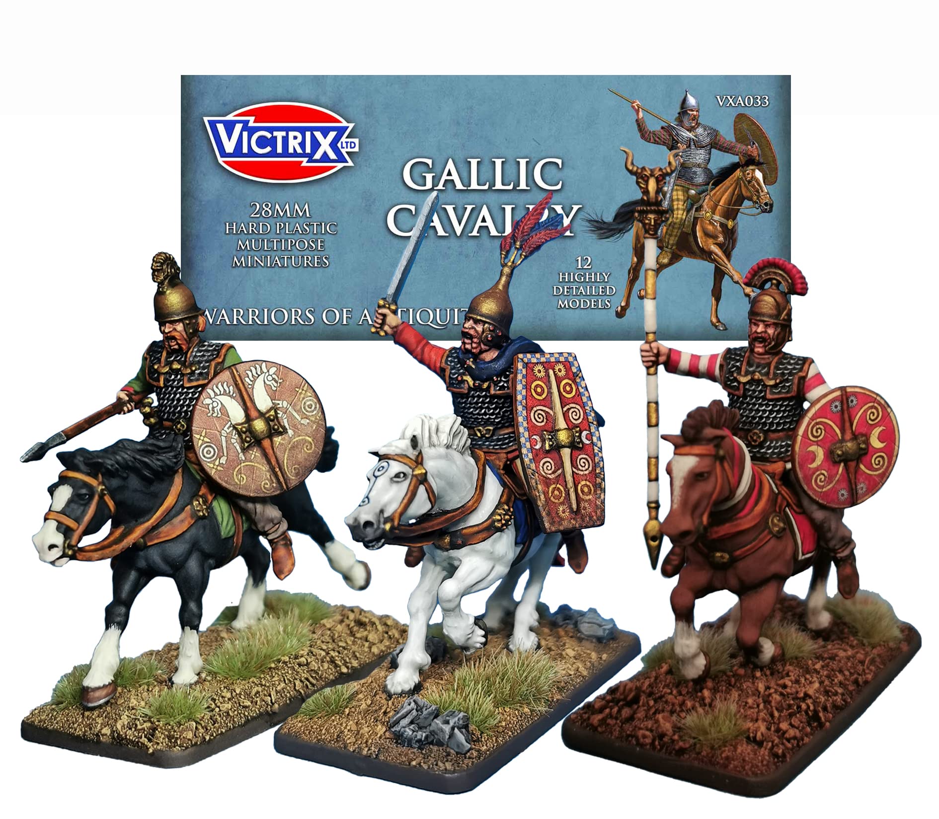 Victrix - Ancient Gallic Cavalry - 12 Figures - 28mm Plastic Miniatures - Warriors of Antiquity
