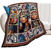 Native American Blanket, Indian Gifts, Indian Blankets, Native American Stuff Fleece Flannel Plush for Women Men Boys Girls Lovers Adults Soft Bedding for Sofa Bed Office Home Decor 40"X50"