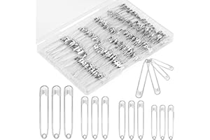 Mnuizu 200Pcs Safety Pins, 4 Size Small and Large Heavy Duty Safety Pins for Clothes, Sewing, Jewelry Making, DIY Craft