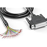 JUXINICE DB25 Female Connector to Bare Wire 3.3FT,24AWG DB25 Extension Cable All 25 Wires Equipped with Cable Marker Terminal Blocks D-SUB 25 Pin Adapter
