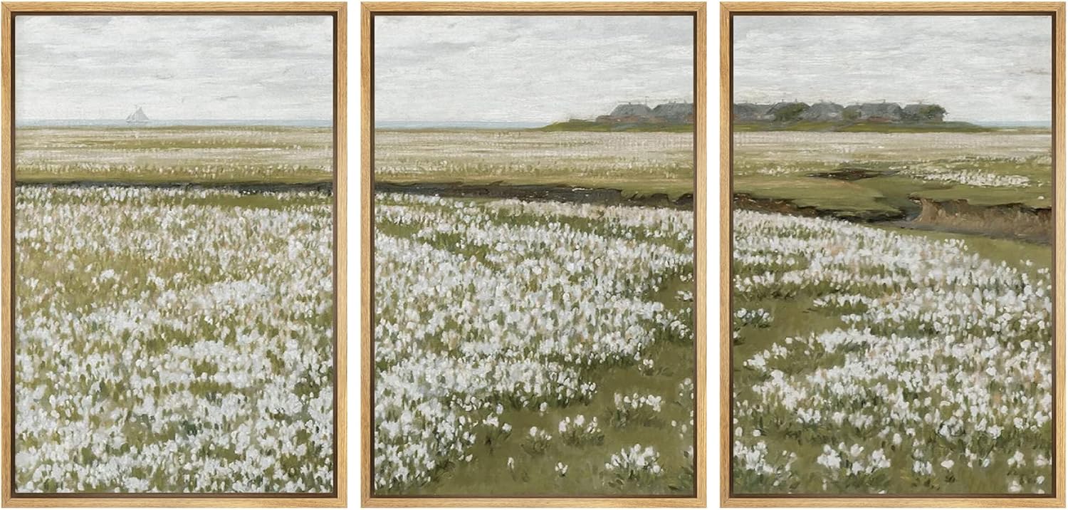 Wall Décor - SIGNWIN Framed Canvas Print Wall Art Set White Daisy Flower Country Farm Field Nature Abstract Illustrations Fine Art Decorative Nordic Rustic for Living Room, Bedroom, Office - 24