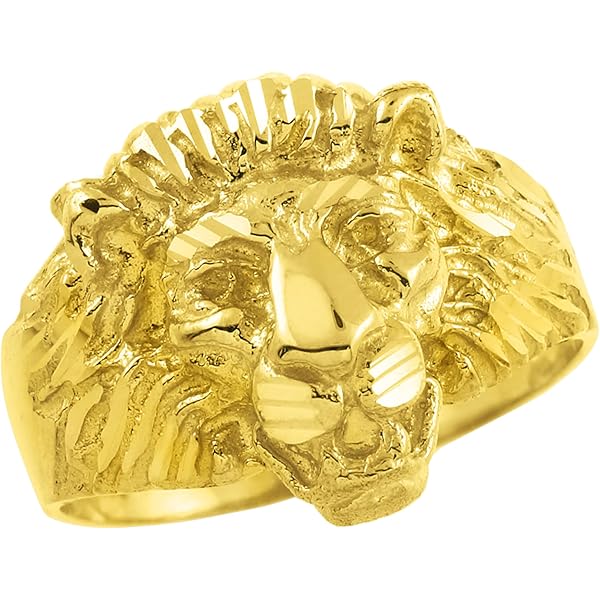 Animal Kingdom 14k Gold Lion Head Men's Ring (7.25)|Amazon.com