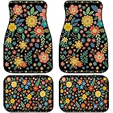 Flower Car Floor Mats Boho Colorful Art Floral Carpet Front Rear Carpets Mat Decorative Car Floor Carpets Non-Slip Auto Car Accessories Universal Fit Car Accessories for Truck
