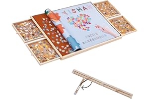 YISHAN Wooden Jigsaw Puzzle Board Table for 1000 Pieces with Drawers and Cover, Adjustable Puzzle Easel, Portable Tilting Puzzle Plateau for Adults and Children