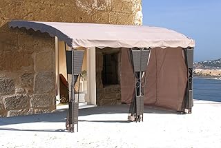 GRASEKAMP Qualität seit 1972 3 Seitenteile zu Anbaupergola Mallorca Rattan Taupe Sichtschutz Sonnenschutz